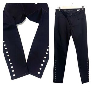 Mavi Adriana Black Super Skinny With Silver Grommets Jeans Size 27 New